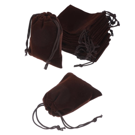 Uxcell 20 Pcs Velvet Drawstring Bag, 2.7 x 3.5 Inch Jewelry Velvet Pouches Gift Bags for Wedding Party Favor Candy Jewelry Packaging Organizing Storage, Brown