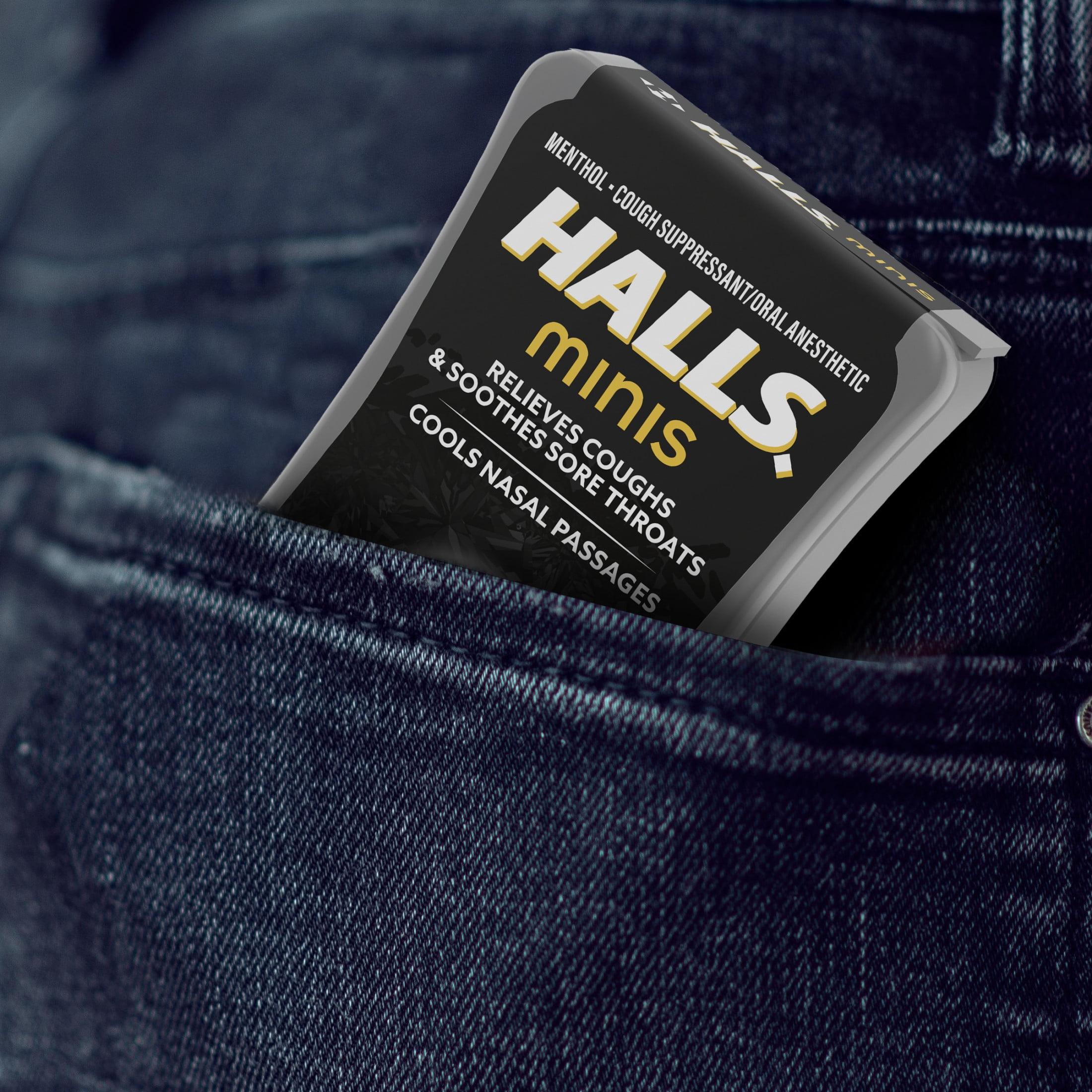 HALLS Minis Honey Lemon Flavor Sugar Free Cough Drops, 24 Drops