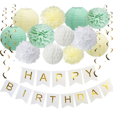 Mint Green Birthday Decorations, Party Decorations Supplies, Happy ...