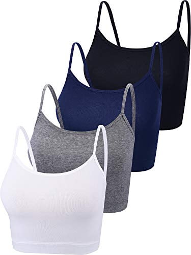 4 Pieces Basic Crop Tank Tops Sleeveless Racerback Crop Sport Cotton Top for Women 