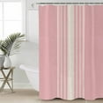 thumbnail image 2 of 54x78 Inch Shower Curtain Decorative Pink Beige Striped Bathtub Bath Curtains Fabric Waterproof Bathroom Decor Modern Farmhouse Retro Lines Small Stall Shower Curtain Set with 12 Hooks, 2 of 6