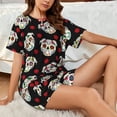 thumbnail image 4 of Fuzoiu PUG Print Women's Short-Sleeved Pajama Set,Lounge Sleepwear Set,Womens Pajama Sets 2 Piece,Button-Up Top and Shorts with Pockets-3X-Large, 4 of 7