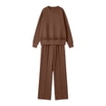 thumbnail image 4 of Ashirexll 2 Piece Sets for Women Long Sleeve Round Neck Top with Wide Leg Pants Pocket Casual Outdoor Loose Set, 4 of 6