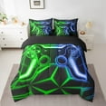 thumbnail image 2 of Erosebridal Teens Gamepads Bedding Sets Twin Size,Green Blue Comforter Sets with Sheets,Video Game Bed in a Bag Twin size,Breathable Geometric Room Decor,Reversible,7pcs, 2 of 6