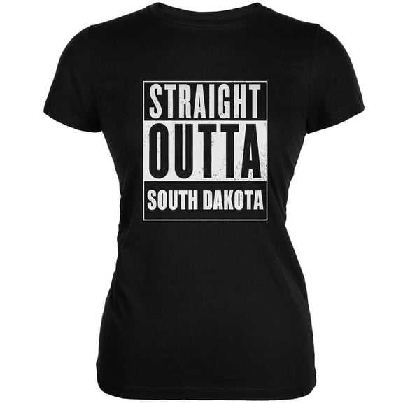 Straight Outta South Dakota Black Juniors Soft T-Shirt - Large
