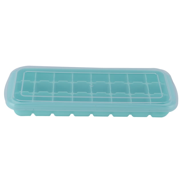 Bandeja de hielo de silicona con 24 cubos pequeños y tapa de PP, molde de silicona para cocina casera, color verde