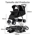 thumbnail image 2 of Carriola Doble, Carriola Doble para Gemelos, Ajustable en 3 Posiciones, Arnés de Seguridad de 5 Puntos, Reposapiés Ajustable, Fácil de Plegar, Toldo con Ventanilla, 95*50*103cm (Negro), 2 of 9