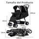 thumbnail image 2 of Carriola Doble, Carriola Doble para Gemelos, Ajustable en 3 Posiciones, Arnés de Seguridad de 5 Puntos, Reposapiés Ajustable, Fácil de Plegar, Toldo con Ventanilla, 95*50*103cm (Negro), 2 of 9