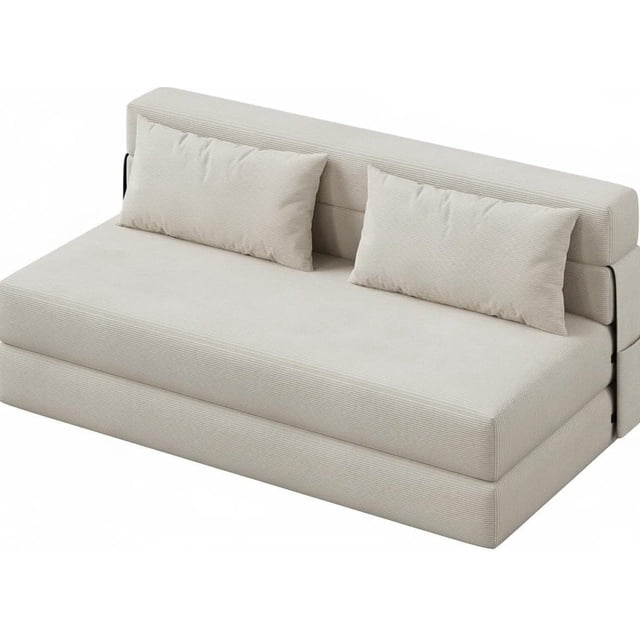 QinaQin Sofá cama seccional plegable sin ensamblaje, diseño moderno en forma L con 4 paneles abatibles, ideal para sala pequeña, departamento u oficina