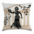 thumbnail image 1 of Toga Party Throw Pillow Cushion Cover, Greek Woman with Amphora Temple and Olive Branches Culture Folk Pattern, Decorative Square Accent Pillow Case, 18 X 18 Inches, Sand Brown Black, by Ambesonne, 1 of 2