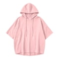 thumbnail image 4 of Njagoc3 Womens Oversized Sweatshirts Solid Color Hooded Batwing Sleeve Sports Pullover Fall Winter Top, 4 of 6