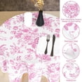 thumbnail image 3 of Pink Floral Round Tablecloth 60 Inch Chinoiserie Flower Fabric Table Cloth Washable Table Cover for Picnic Dinner Table Decoration, 3 of 7