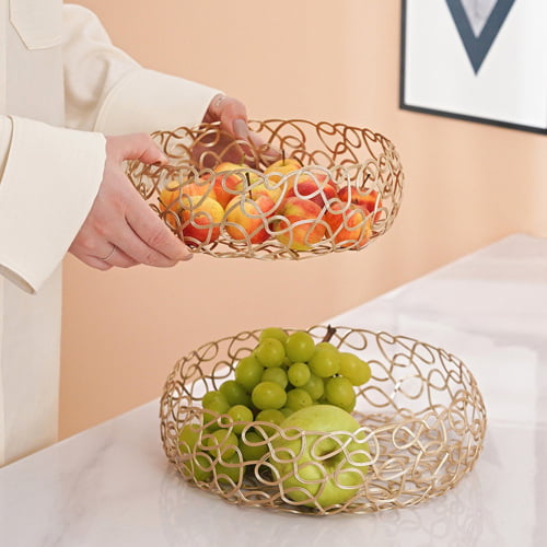 Fruit Basket With Lid - Decorative Fruit Bowl Metal Wire Basket  Covered Fruit Bowl Strainer For Fruits Vegetables Fruit Display Stand Keeps  Flies Out Φ10.7 (2 Fruit Baskets+2 Lids) (black) 