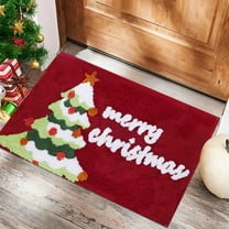 KOYPTL Christmas Bath Rugs,40*60cm Super Soft Red Green Xmas Tree Bath Mats Non Slip Absorbent Washable Durable,Christmas Front Doormat for Bathroom Bedroom Holiday Indoor Outdoor Home Decor