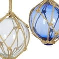 thumbnail image 5 of 9"W, 17"H Multi Colored Glass Buoy Sculpture with Rope Accents, by DecMode (4 Count), 5 of 8