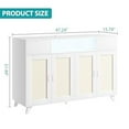 thumbnail image 2 of Sideboard Buffet Cabinet, 4 Rattan Doors 2 Drawers Accent Storage Cabinet, Console Table Coffee Bar w/Power Outlet & LED Light, Adjustable Shelves for Dining Living Room, 2 of 7