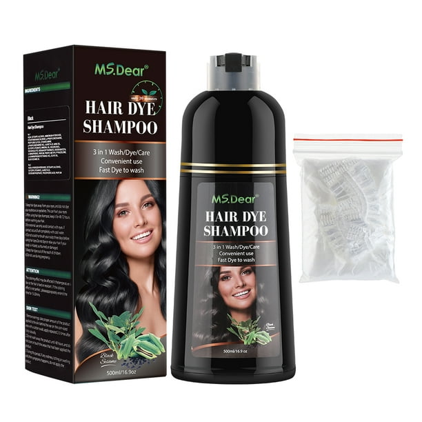 Democe Black Hair Dye Shampoo 3 in 1 for Gray Hair Natural Herbal