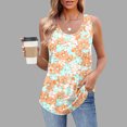 thumbnail image 2 of UPPADA Cute Tank Tops for Women Trendy Crewneck Floral Summer Tops Sleeveless Blouses Dressy Casual Graphic Tank Tops Orange,L, 2 of 5