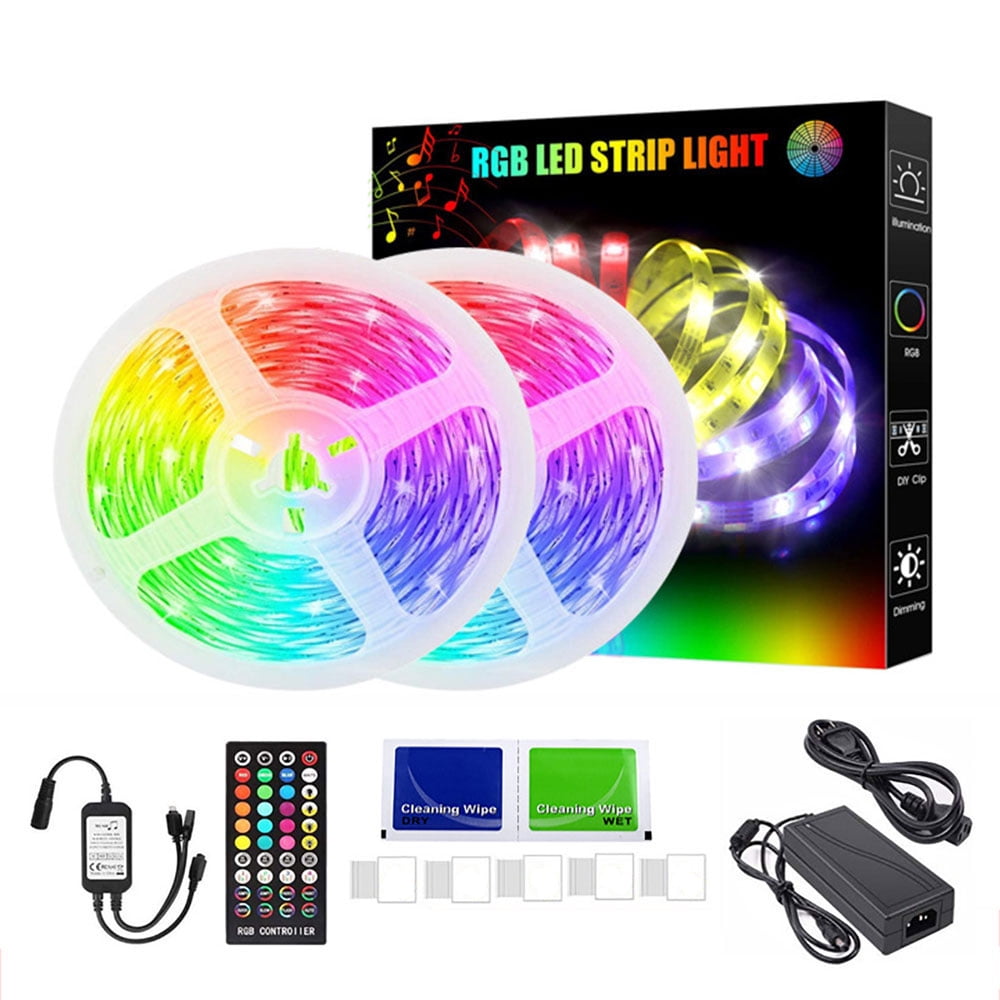 LED strip light RGB 5050 Flexible LED light strips waterproof light bar  music timing smart 10M 12V Remote Control+Bluetooth - Walmart.com