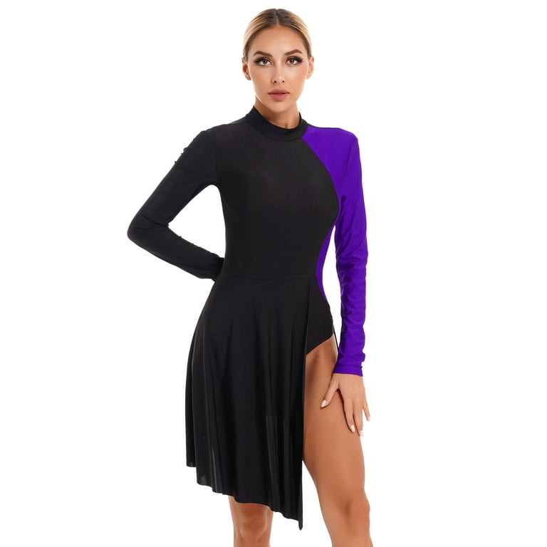 asymmetrical mock neck dress Xscape Women's Asymmetric-Neck Side-Slit Gown - Midnight