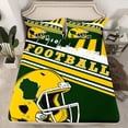 thumbnail image 2 of jejeloiu Rugby City Silhouette Bed Sheets,Yellow Green Football Helmet King Sheets For Kids 4pcs, 2 of 7