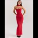 thumbnail image 5 of Vestido Tubo con Hombros Descubiertos para Mujer, Estilo Corsé, Plisado, Ajustado, para Invitada de Boda Formal, Conjunto de Dos Piezas. Rojo S, 5 of 8