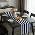 thumbnail image 2 of Navy Blue Grey Striped Table Runner 72 Inches Long, Farmhouse Stripes Minimalist Kitchen Coffee Dining Table Decoration for Home Party Birthday Wedding Home Decor 18x72 Inches, 2 of 8