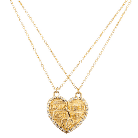 Lux Accessories Mother Daughter Mom Mum Broken Heart Pave Textured BFF Best Friends Forever