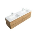thumbnail image 2 of Alma 84 Inch Natural Oak Wall Mount Vanity With A integrated Sink, 2 of 5
