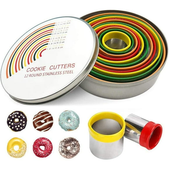 Round 12PCS/Set Round Biscuit Cutter Stainless Steel Cutter Set Pastry Cutters for Donut and Scone Circle Cutter Cake Molds