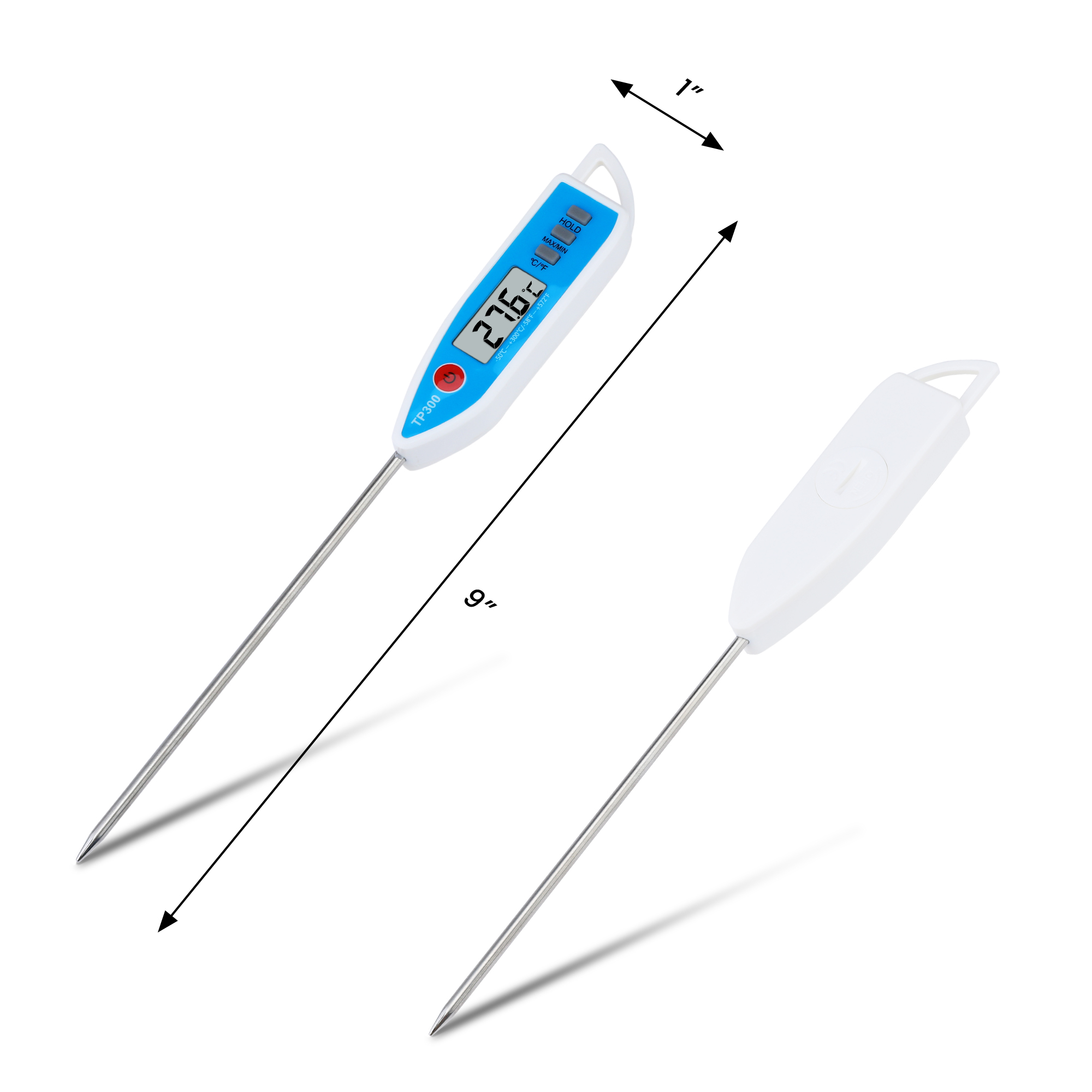 Unique Bargains Digital Meat Thermometer Instant Read Cooking Thermometer White/Blue