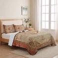 thumbnail image 5 of Full Quilt Set 78''x90'', Red Beige Lightweight Bedspread Coverlet Set with 2 Pillow Shams, Vintage Boho Ethnic Geometric Abstract Art Breathable All Season Quilt Bedding for Bedroom/Guest Room, 5 of 9
