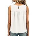 thumbnail image 4 of Sewkxo Shirred Swing Tank Tops for Women Fashion Flowy Sleeveless Shirts Casual Crew Neck Blouse Loose Fit Ruffled Tops,White M, 4 of 7
