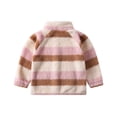 thumbnail image 7 of FAHXNVB Girls Fleece Jacket Lapel Collar Zip up Sherpa Coat with Pockets Striped Casual Winter Coat For 2-10 Years, 7 of 7