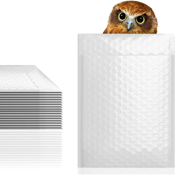 Pack de 10 sobres blancos de polietileno con burbujas, 8.5 x 11 pulgadas, sobres acolchados con cierre autoadhesivo