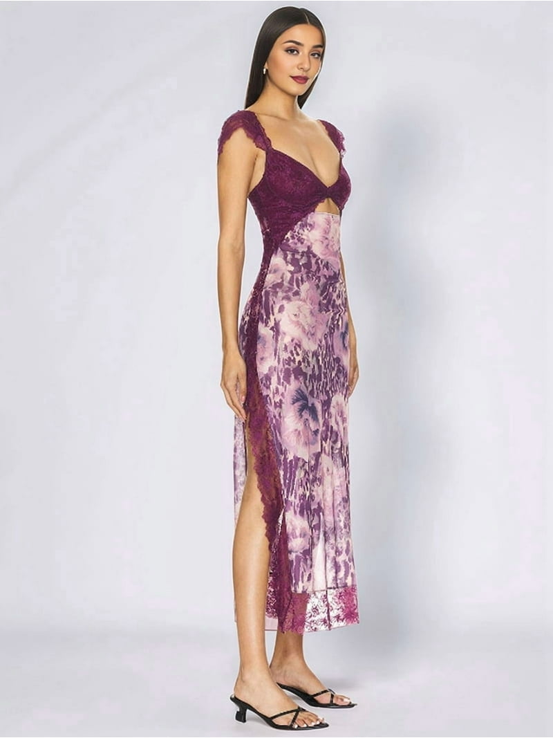 chinese dress ladies Ivory Lace Maxi Dress with Cutouts main image 0