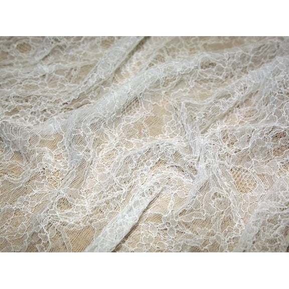 Minerva Tiffany Chantilly Lace Fabric Cream - per yard