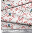 thumbnail image 2 of Soimoi Modal Satin Fabric Floral & Blue Tit Bird Fabric Prints by Yard 42 Inch Wide, 2 of 3