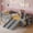 Gray + Wood + Twin, variant on Twin Size Low Loft Bed for Kids with Slide, Movable Bookshelf Storage & Guardrails, Sturdy Low Loft Bed Frame,White