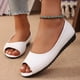 thumbnail image 2 of Mujeres Zapatos de Caminar Estilo Peep Toe Ligero Cuña Sandalias, Zapatos Casuales de las Mujeres Más Tamaño Brillante Cuero Primavera Verano, 2 of 9