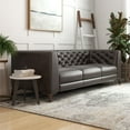 thumbnail image 4 of Flore Mid-Century Tight Back Tufted Back Genuine Leather Sofa in Brown, 4 of 7