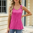 thumbnail image 6 of Jewelreauty Women Sleeveless Tank Tops Casual Solid Scoop Neck Ribbed Knit Shirts Loose Tunic Metal Ring Blouses (M, Pink), 6 of 8