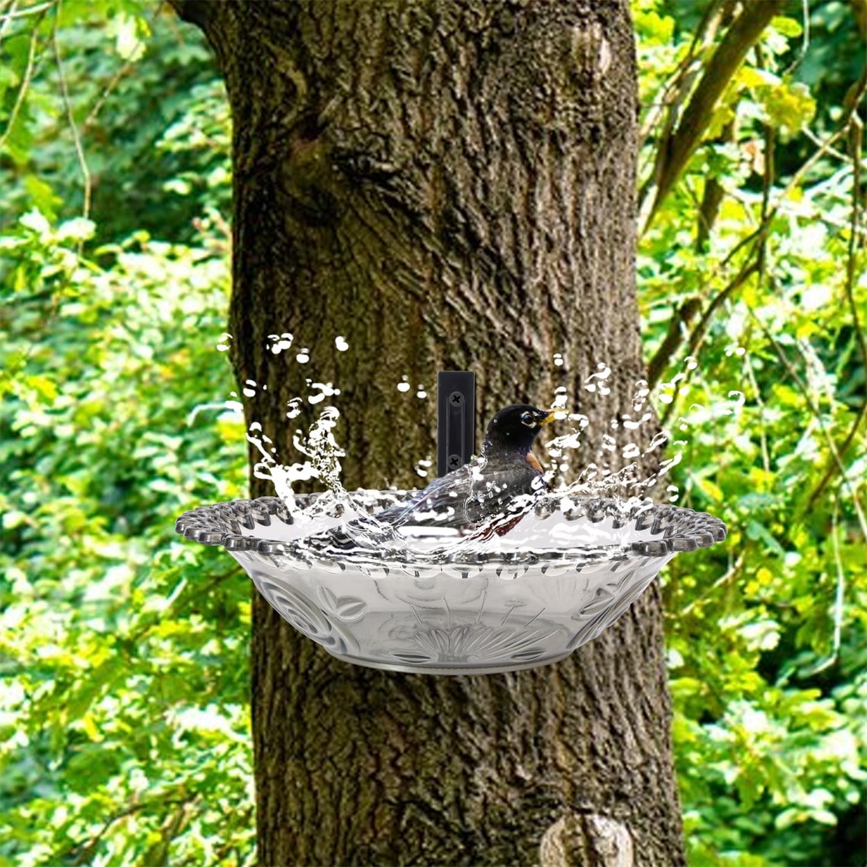 JilgTeok 2 Packs Bird Feeder Hanging Bird Bath Tray Water Bowl Outdoor Plastic Hummingbird Feeder Shower Bird Basin for Outdoors Garden Patio Decoration