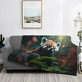 thumbnail image 2 of Fotbe Forest Plant Raccoon Manta de Franela con Estampado, Manta Ultrasuave para Cama, Sofá, Auto, Hipoalergénica y Antibolitas-80"x60", 2 of 6
