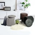 thumbnail image 1 of Topcobe Pouf de Rangement, Pouf Rond Polyvalent pour Chambre à Coucher, Pouf en Cuir, Repose-Pieds, Pouf, Gris, 1 of 7