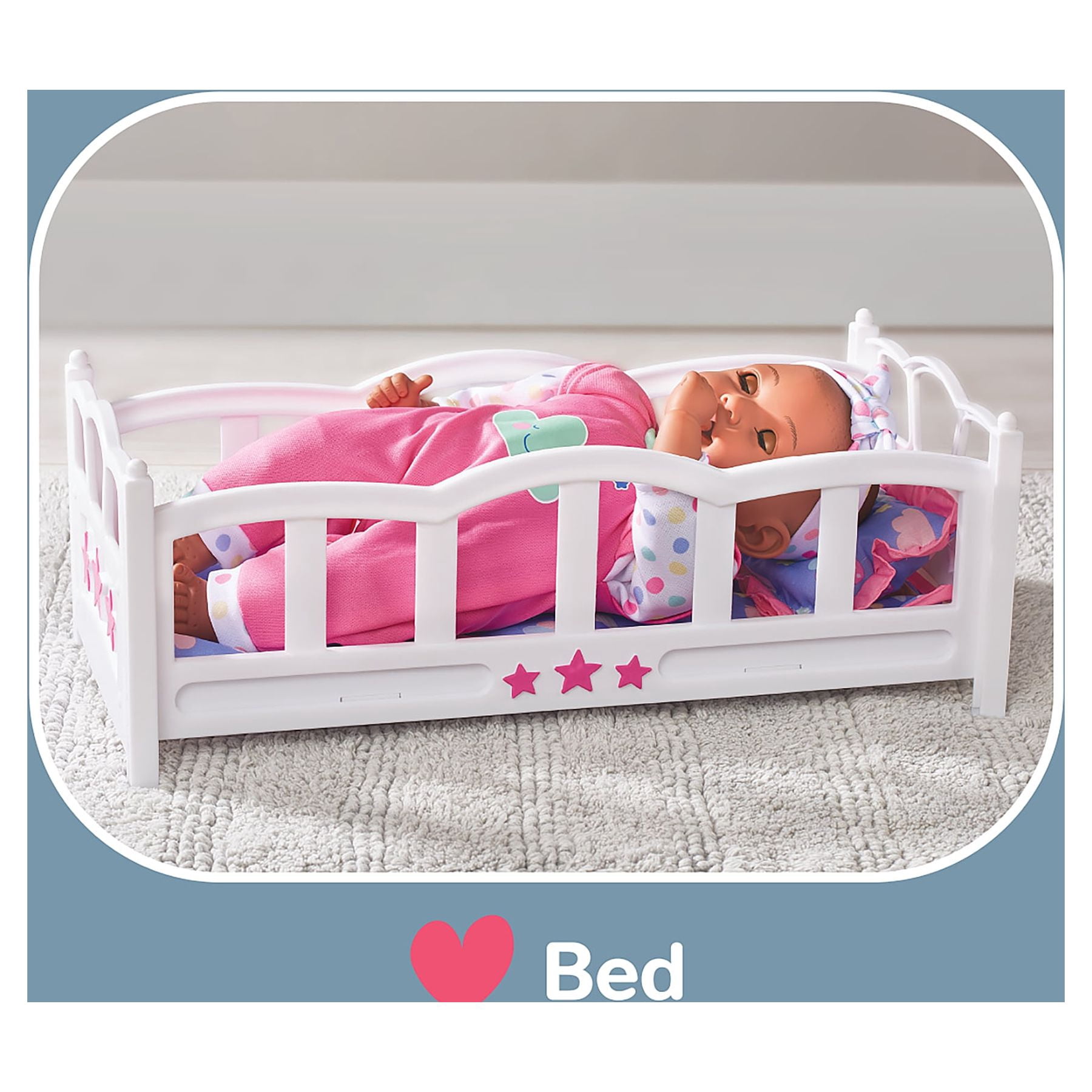My Sweet Love Baby Doll with Crib Play Set, Deep Tan, for Children Ages 3+