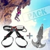 Safety Harness Bust Seat Belt Rescue Zip Line Rock Climb Rappelling Rescue Equipment  IClover Black [2in1] + Stainless Steel Survival Folding Grappling Hook  Climbing Claw Outdoor Carabiner