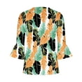 thumbnail image 4 of AOOCHASLIY Clothess Trendy Women Tops Women Loose 3/4 Sleeves T-shirt V Neck Blouse Casual Fashion Printed Tops, 4 of 5
