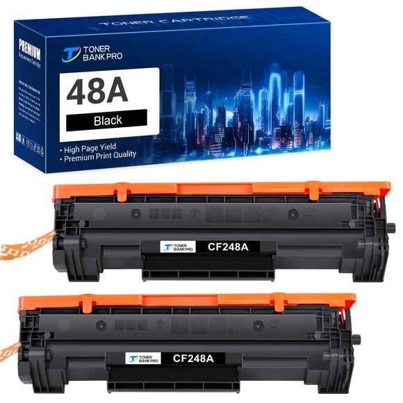 Refurbished Toner Bank 48A CF248A Toner Cartridge Compatible for HP Selected Model Printer Ink, Black, 2-Pack