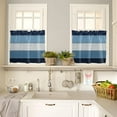 thumbnail image 4 of Kitchen Curtains Valance and Tiers 3 Piece Set, Blue Ombre Retro Farm Gradient Wood Grain Short Window Treatments Rod Pocket Tier and Valance for Cafe Laundry Room Bathroom Decor 24-Inch Tier Set, 4 of 6